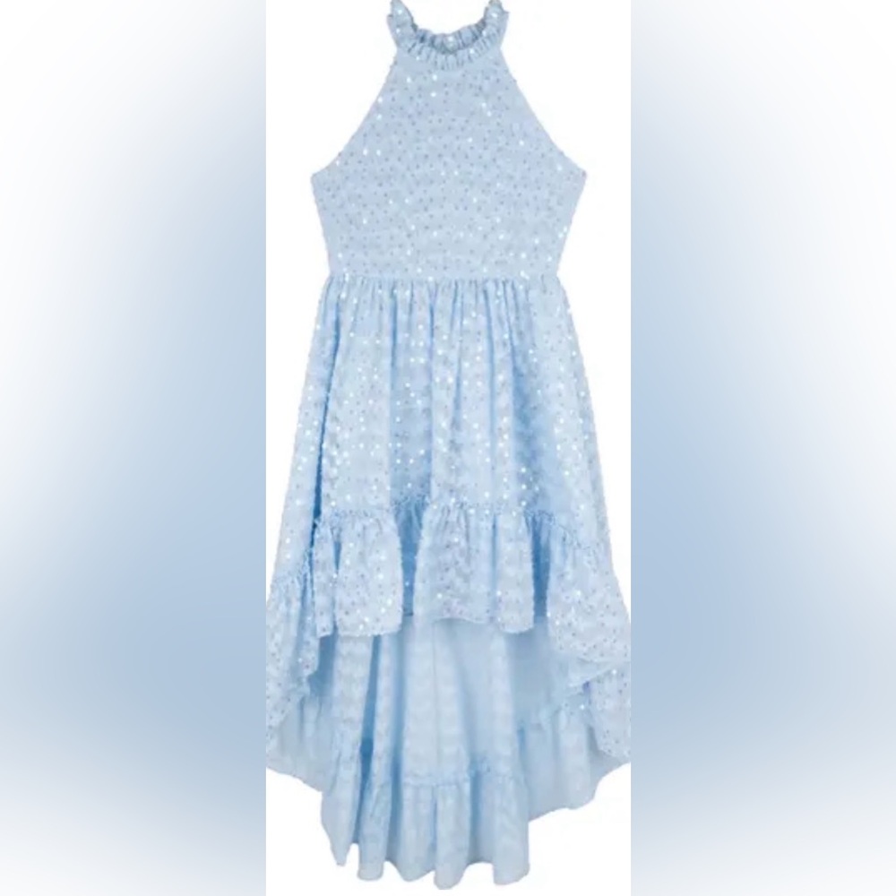 Rare Editions Girls Light Blue Sequin Lace Party Dress 7